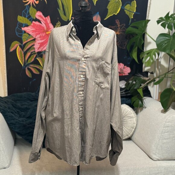 Corporate Casual Button-Down Shirt, 100% Cotton, Brown, Men's XXL - Picture 4 of 16